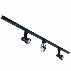 KimYan 3 Light Black LED Track Lighting Kit for Home , Shop Decor,Aluminium H Type Track Rail Included,Hardwired