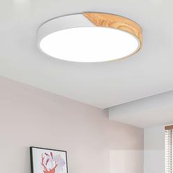 NOVO Light ceiling Light Dimmable 15inch Modern Minimalist LED Round Shaped Wood & Metal & Acrylic Flush Mount ceiling Light wit