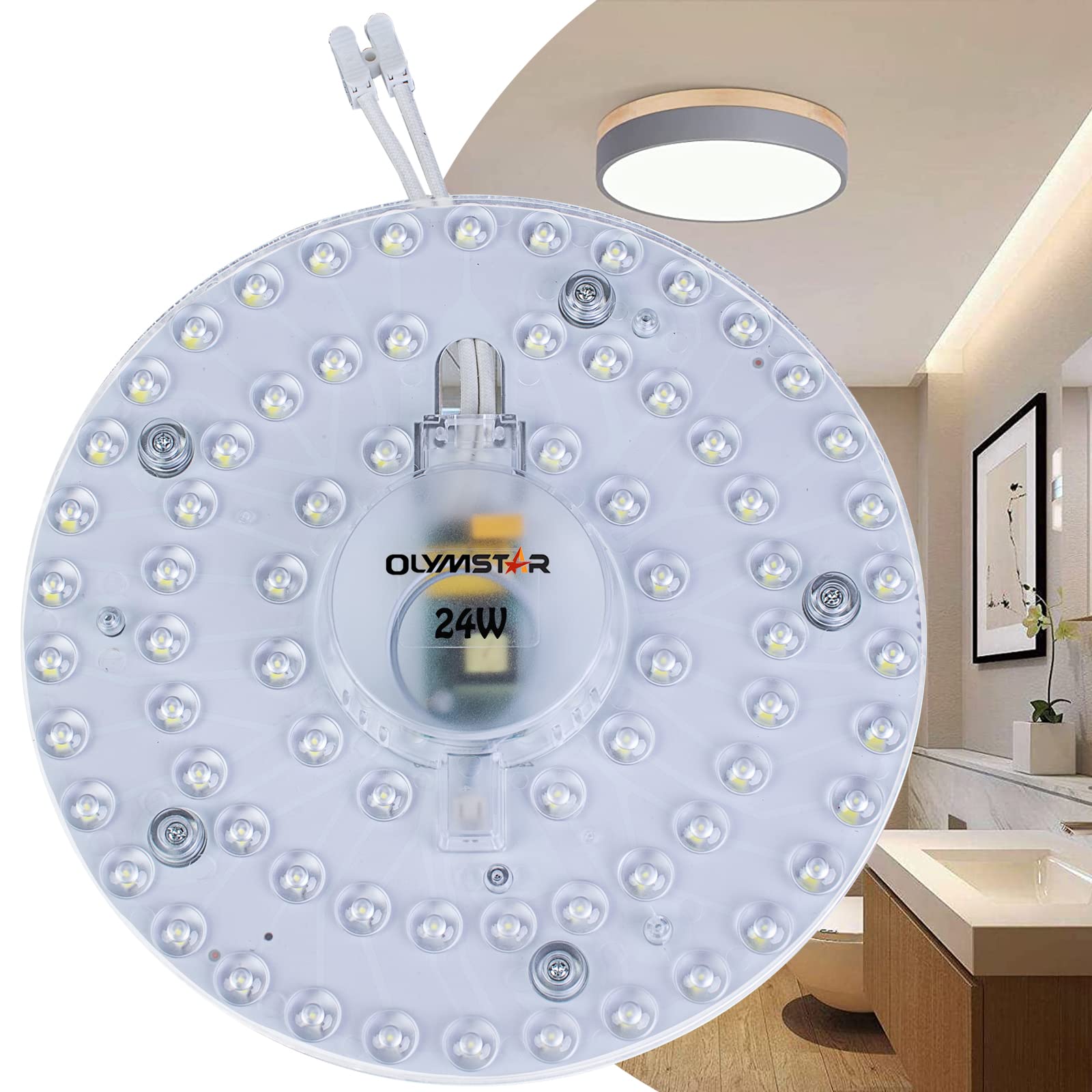 OLYMSTAR 24W LED ceiling Fan Light Kit Light Board Panel for Flush Mount ceiling Light ceiling Fan Lights,Retrofit LED Light Engine 6000K