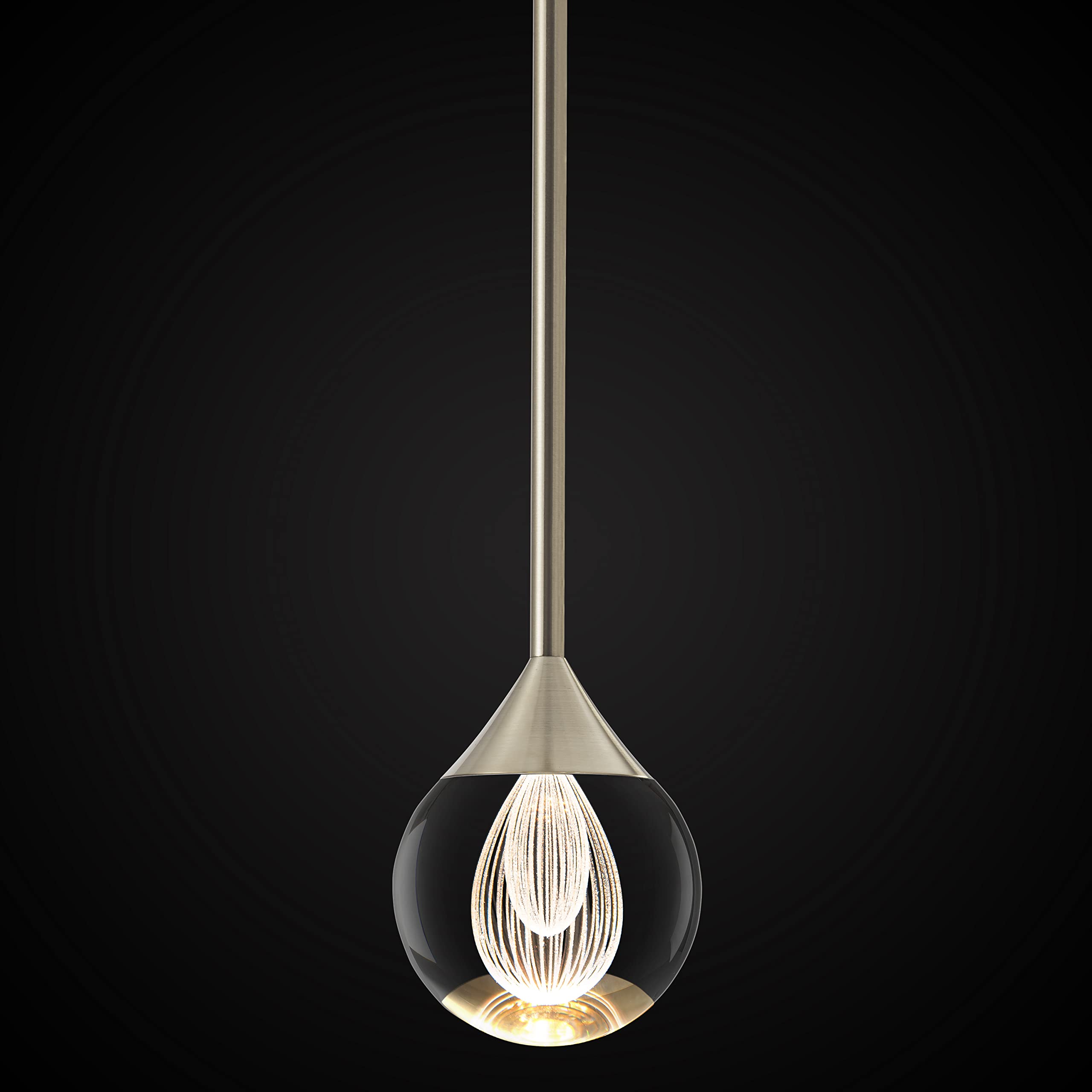 SUNMOO 1-Light Teardrop crystal Pendant Light, Mini LED crystal globe Hanging Light Fixture, Modern ceiling Pendant Lighting for