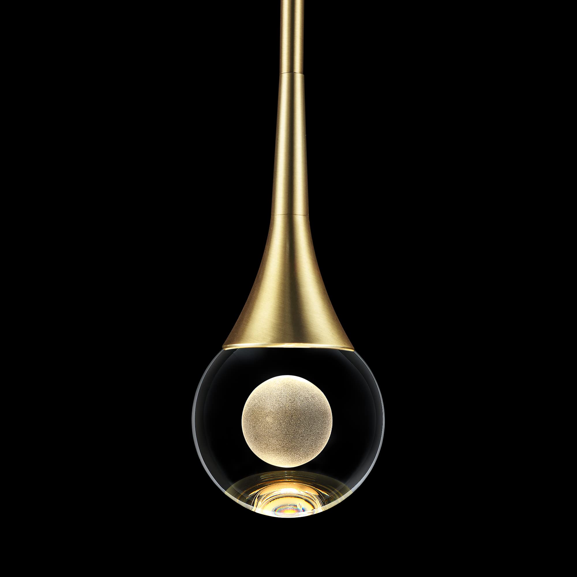 Untrammelife gold Teardrop Pendant Light in Brushed Brass Finish, 1-Light Mini globe Modern crystal Kitchen Island Pendant Light