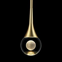 untrammelife gold teardrop pendant light in brushed brass finish, 1-light mini globe modern crystal kitchen island pendant li
