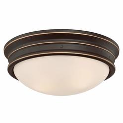 Westinghouse 6370600 13 in. 2 Light Flush with Highlights & Frosted Glass - Oil Rubbed Bronze