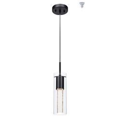 XiNBEi Lighting Pendant Lighting, Modern 1 Light Mini Hanging Kitchen Island Pendant Light with LED Bulb & Bubble crystal Black