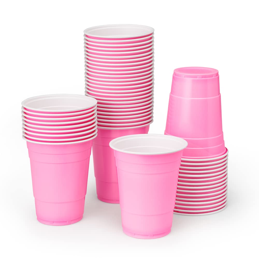 xo, Fetti Party Decorations Pink Plastic cups - 50 Matte Disposable 16 oz cups  Bachelorette Party, Birthday Party, Party Favors