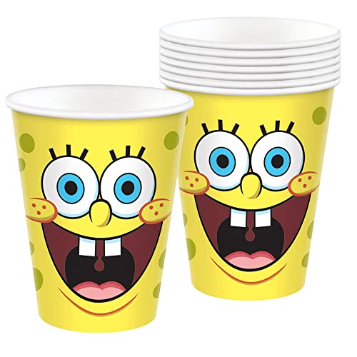amscan Spongebob Disposable Paper Cups, 9 oz.- 8 pcs.