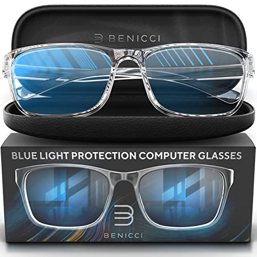Benicci Stylish Blue Light computer Blocking glasses for Men and Women - Ease Digital Eye Strain, Dry Eyes, Headaches and Blurry Vision