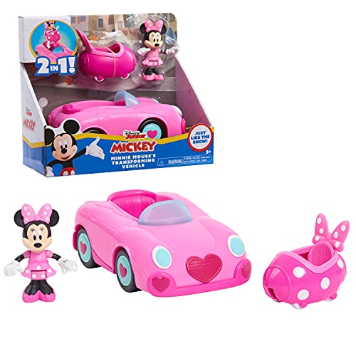 Just Play Disney Junior Mickey Mouse Funhouse Transforming Vehicle, Minnie Mouse, Pink Toy Car, Preschool, by Just Play