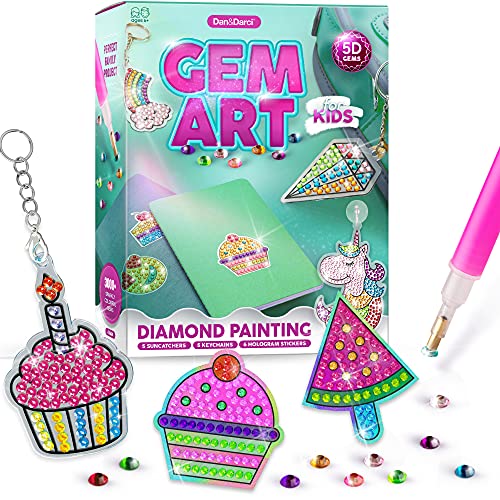 Dan&Darci Gem Art, Kids Diamond Painting Kit - Big 5D Gems - Arts and Crafts for Kids, Girls and Boys Ages 6-12 - Gem Painting Kits - Best