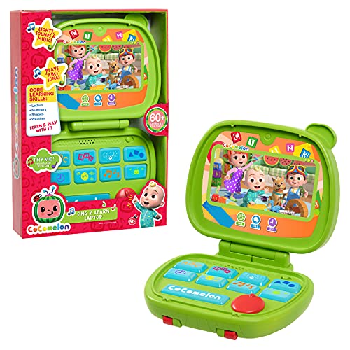 Just Play CoComelon Sing and Learn Laptop Toy for Kids, Lights, Sounds, and Music Encourages Letter, Number, Shape, and Animal Recognition
