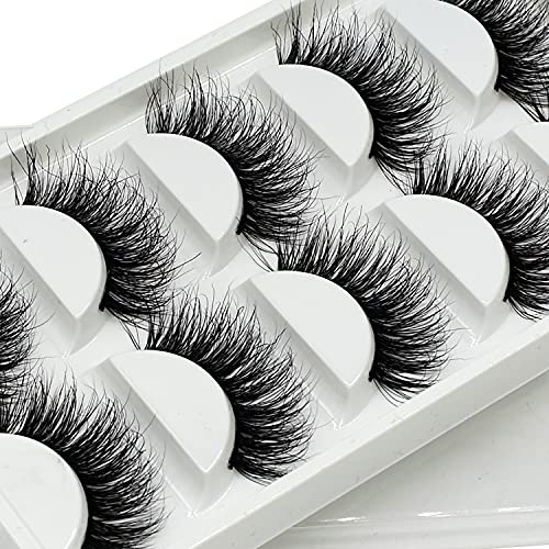 STRONGLO Real Mink Lashes Pack Natural Fluffy Wispy Dramatic 3D Mink Eyelashes Set 5 Pairs A11-5