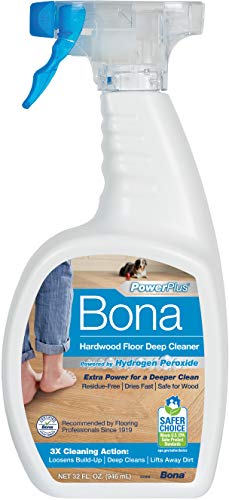 Bona PowerPlus Hardwood Floor Deep Cleaner Spray, Oxygenated Formula, 32 Fl Oz