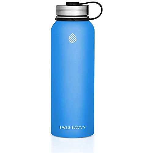 Swig Savvy Insulated Water Bottle Stainless Steel, 18oz Wide Mouth Water Flask Canteen, Leak-proof Vacuum Double Wall Hot Thermo