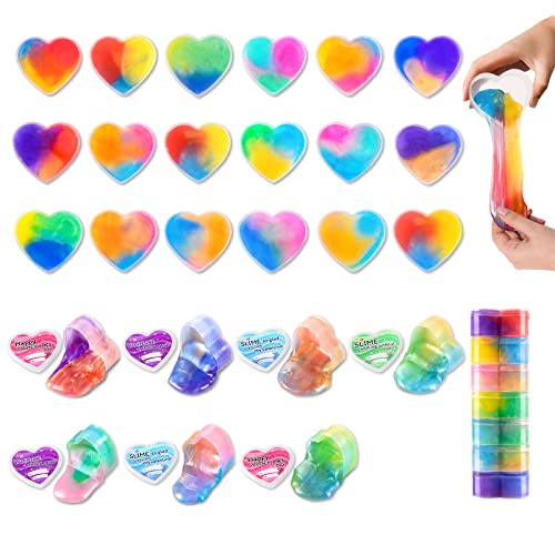KIDZLIKE Graduate Gifts for Him Her, Slime Party Favors for Kids, 28 Heart Shaped Slime Kit Classroom Valentines Gifts for Kids Girls and