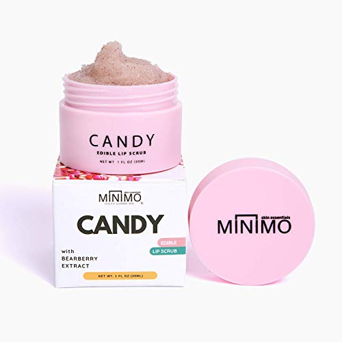 Minimo Skin Essentia Minimo Candy Lip Exfoliator Scrub & Moisturizer - Brightens Discolored Lips Removes Dead Skin from Dry Chapped Lips - Nourishes,