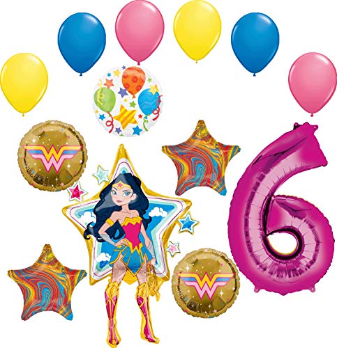 Mayflower Products Wonder Woman 6th Birthday Party Supplies Balloon Bouquet Decorations