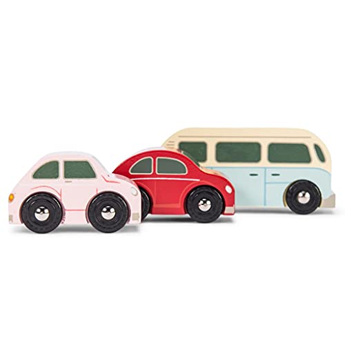 Le Toy Van - Cars & Construction Wooden Retro Metro Car Set Car Toy Play Set - Set 3 Cars | Boys Play Vehicle Kids Role Play Toy