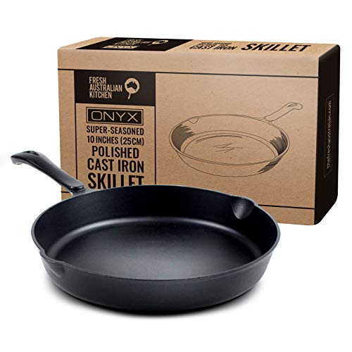 Fresh O2 Fresh Australian cast Iron Skillets - 10AA Frying Pan, Non-stick cast Iron Pan, Pre-seasoned cast Iron cookware for camping, Ind