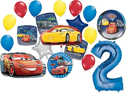 Mayflower Products Disney Cars Party Supplies 2nd Birthday Balloon Decorations Lightning McQueen and Cruz Ramirez 19 piece Bouquet