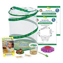 Insect Lore Butterfly Garden with Live Cup of Caterpillars - Includes Both English and Spanish Butterfly STEM Activity Journals