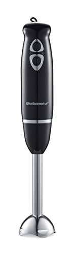 Elite gourmet EHB1015 Immersion Hand Blender 500 Watts 2 Speed Mixing with Stainless Steel Blades, Detachable Wand Stick Mixer,
