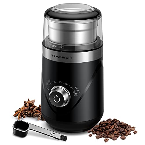 Twomeow Adjustable Electric Coffee Grinder With 10 Grind Settings, Spice Grinder And Coffee Bean Grinder With 1 Removable Stainl