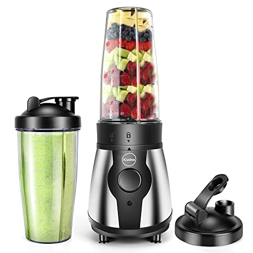 Icucina Personal Portable Bullet Blender, 300 Watt For Shakes And Smoothies, Easy To Clean, Shake Blender With One-Button Operat
