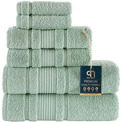 Qute Home 6-Piece Bath Towels Set, 100% Turkish cotton Premium Quality Bathroom Towels, Soft and Absorbent Turkish Towels, Set I