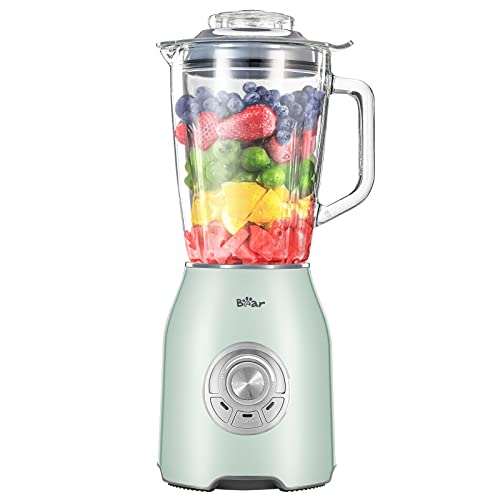 Bar Bear countertop Blender, 800W Professional Smoothie Blender for Shakes and Smoothies with 51 Oz glass Jar, 3 Functions for crush
