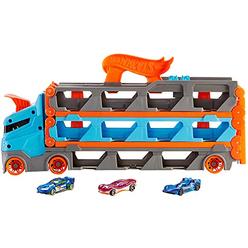 Hot Wheels ?Hot Wheels Speedway Hauler Storage Carrier with 3 1:64 Scale Cars & Convertible 6-Foot Drag Race Track for Kids 4 to 8 Years Ol