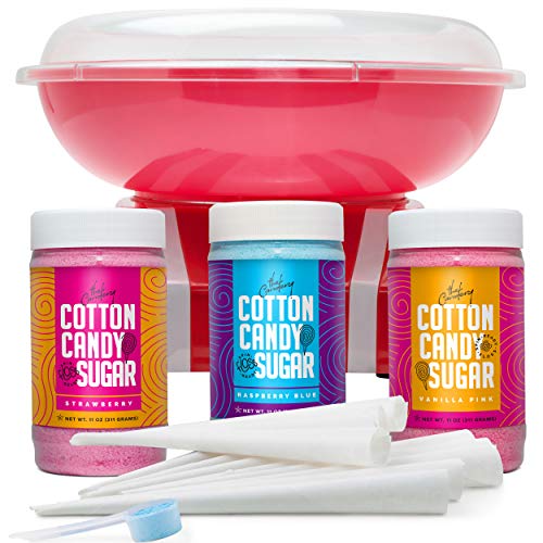 The Candery Cotton Candy Machine And Floss Bundle- Bright, Colorful Style- Sugar Free Candy, Sugar Floss, For Birthday Parties -
