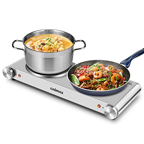 Cusimax Hot Plate, Double Burner, 1800W Portable Electric Hot Plate For Cooking, Countertop Cooktop, Cast Iron Stove, Heating Pl