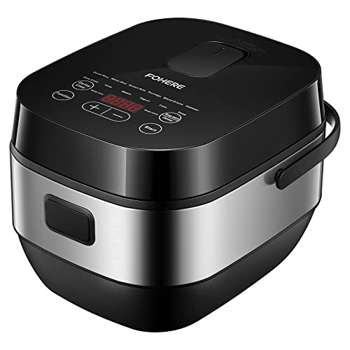 FOHERE Rice Cooker, Food Steamer, Slow cooker, All in One Digital Programmable Rice Cooker with 10 Preset Programs, Large Capacity for