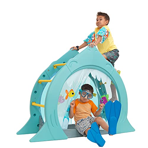 KidKraft Shark Escape Outdoor Toddler Climbing Toy with Ocean Theme Helps Build Gross Motor Skills, Gift for Ages 3-8 , Blue