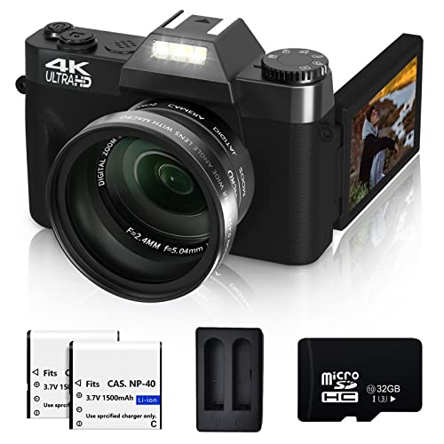 VJIANgER 4K Digital camera 48MP Pixel Autofocus Vlogging camera 30 IPS 30FPS Flip Screen 16X Digital Zoom Fixed camera Lenses fo