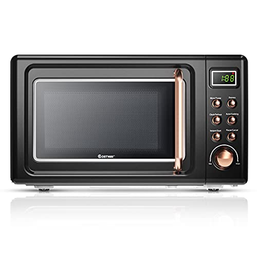ARLIME Small Retro Microwave Oven, 0.7Cu.ft, 700-Watt with 5 Micro Power Defrost & Auto Cooking Function, LED Display, Easy Clea
