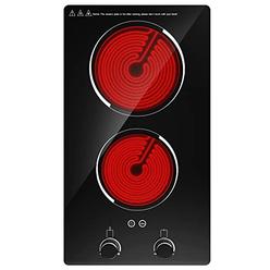 Gtkzw Electric Cooktop 120V Induction Cooktop 9 Power Levels With 2 Burner Ceramic Cooktop, Child Lock & Timer Hot Plates, Over-