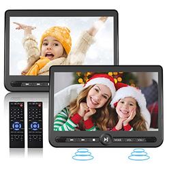 ARAFUNA 105 Dual Portable DVD Player, Arafuna Rechargable car DVD Player Dual Screen Play A Same or Two Different Movies, Headrest DVD P