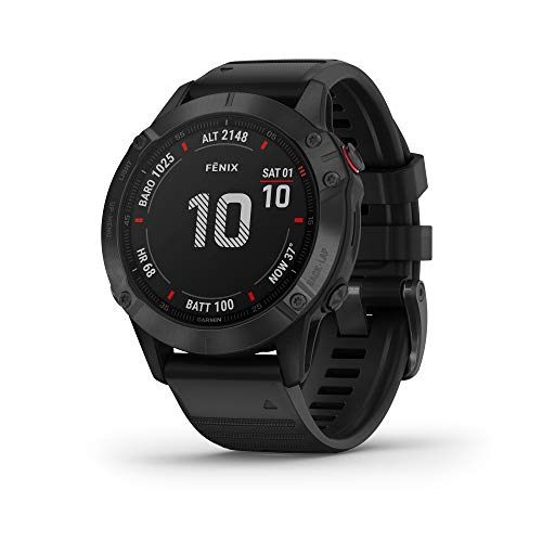 Garmin Fenix 6 Pro, Premium Multisport GPS Watch, Features Mapping, Music, Grade-Adjusted Pace Guidance and Pulse Ox Sensors, Bl