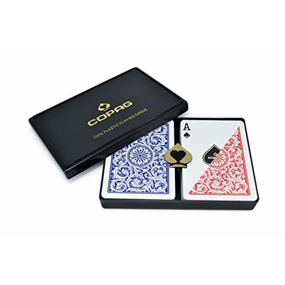 Copag Cards Copag 1546 Design 100% Plastic Playing Cards, Poker Size Regular Index Red/Blue Double Deck Set