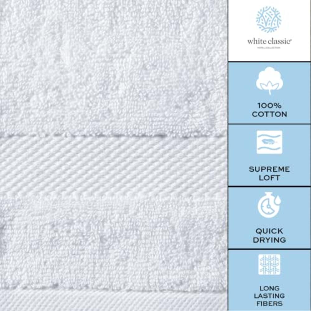 White Classic Luxury White Hand Towels - Soft Circlet Egyptian Cotton | Highly Absorbent Hotel spa Bathroom Towel Collection | 16x30 Inch | Se
