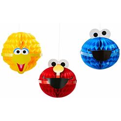 Amscan Sesame Street Honeycomb Decorations | Multicolor | 3 count, 1 Pack