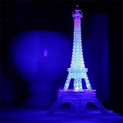 ANUOEXGO Eiffel Tower Nightlight Desk Bedroom Decoration LED Lamp Colorful Paris Fashion Style Acrylic 10 Inch Cake Topper Decoration Gif