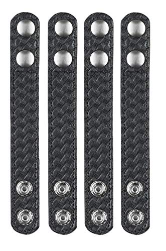 Bianchi AccuMold Elite 4-Pack 7906 Chrome Snap Belt Keepers (Basketweave Black), 2.25 Inches