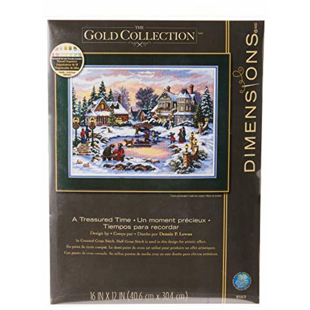 Dimensions Gold Collection Counted Cross Stitch Kit, Treasured Time Christmas Cross Stitch, 16 Count Dove Grey Aida, 16 x 12