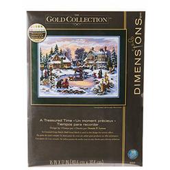 Dimensions Gold Collection Counted Cross Stitch Kit, Treasured Time Christmas Cross Stitch, 16 Count Dove Grey Aida, 16'' x