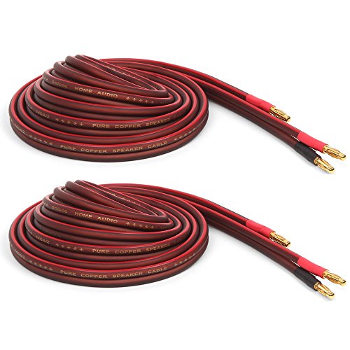 Micca Pure Copper Speaker Wire with Gold Plated Banana Plugs, 14AWG, 6 Feet (2 Meter), Pair