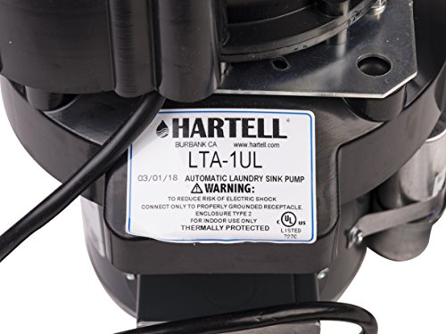 Hartell LTA-1-ABC Hartell Direct Mount Sink, Automatic Laundry Tray Pump with 8 Cord and Plug