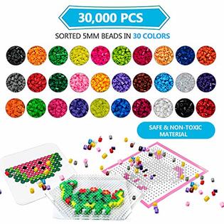 HB-life 30,000 pcs Fuse Beads Kit 30 Colors 5MM for Kids, Including 10  Ironing Papers