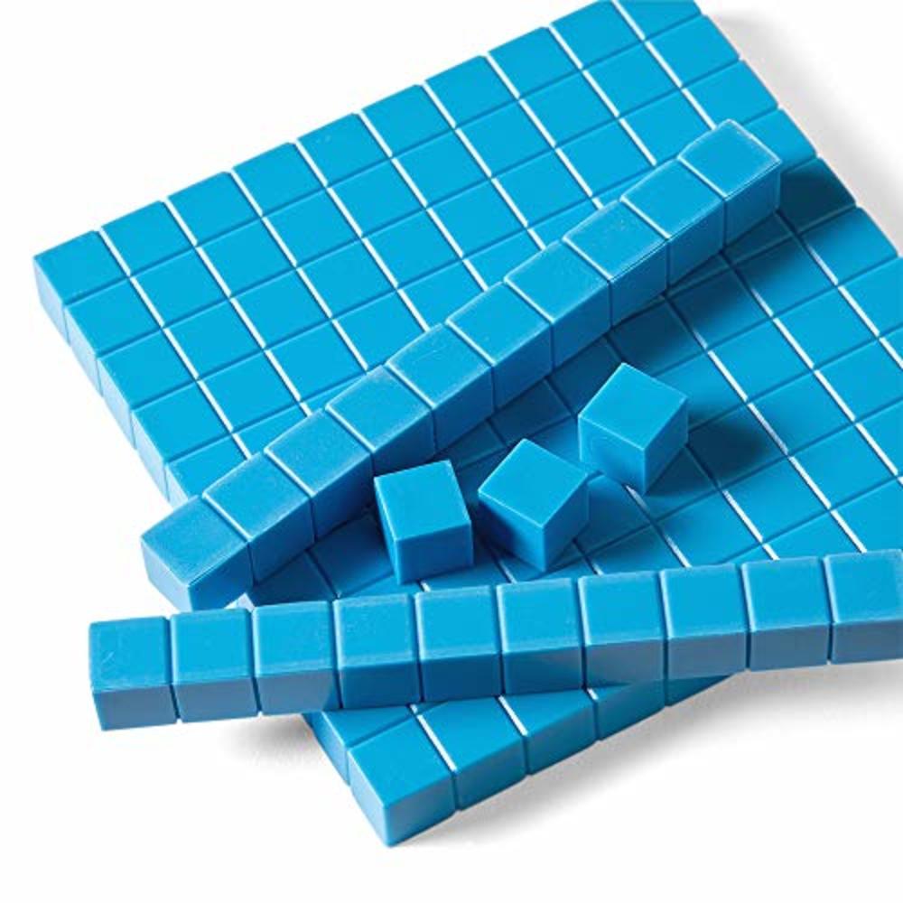 hand2mind Blue Plastic Base Ten Blocks Complete Set, Place Value Blocks, Counting Cubes for Kids Math, Base 10 Math Manipulative
